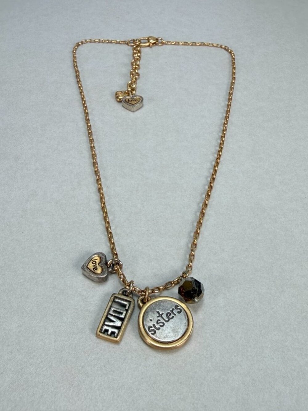 Brighton Sisters Love Charm Necklace Gold Tone Heart Dangle Pendant - Picture 7 of 7